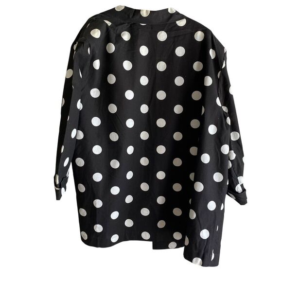Vintage Joanna Blazer Womens 42 Black White Polka Dot Open Front Cotton USA 90s - Picture 3 of 7